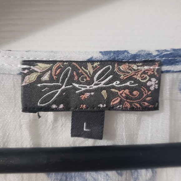 NWT J GLEE Boho Dress Blue/White Floral Knee Length Size L - Picture 8 of 13